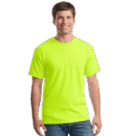Gildan Hi Vis Work Short Sleeve T-Shirt 5.3oz High Visibility Safety Shirt for Men Safety Green Tee XL