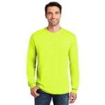 Gildan High Visibility Long Sleeve Safety Shirts, Hi Vis Work Shirts 50 Cotton/50 Polyester Safety Green