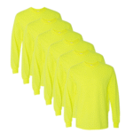 Crown Craze® High Visibility Safety Long Sleeve T-Shirt For Men, 50/50 Cotton/Polyester Hi Vis Fire Dept Work Tees