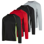 Long Sleeve T Shirts for Men-4 Pack- Moisture Wicking, Quick Dry Tees (Up to 3XL)